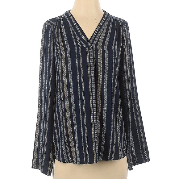 jones New York Blue Striped Blouse Size Small - Picture 1 of 9
